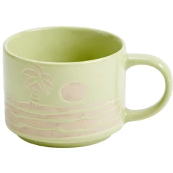 Mug céramique motif paysage mer Ø9xH8,5cm (2 modèles vert ou jaune) < Gifi Online