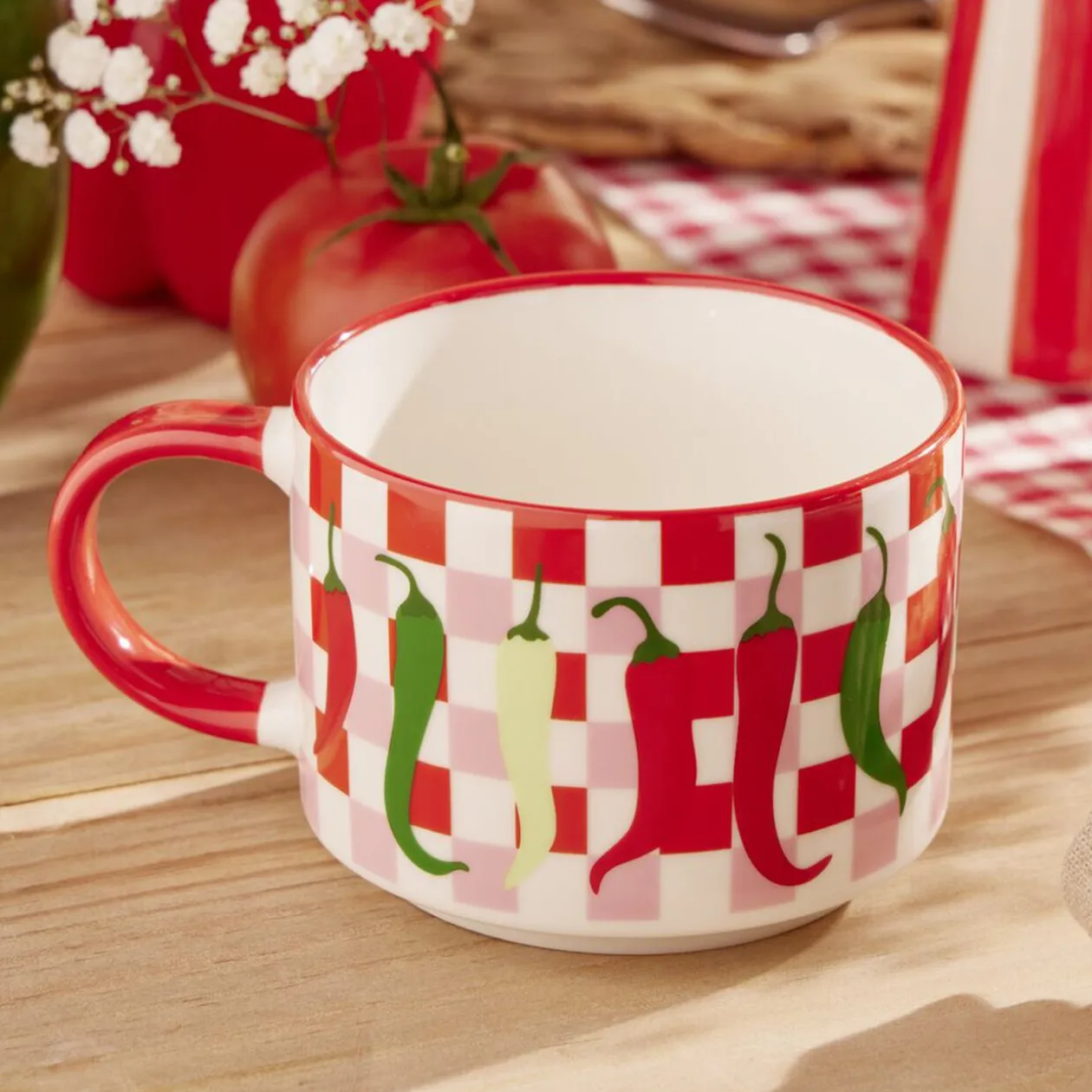 Mug céramique motifs piments Ø13xH8,5cm (2 modèles)