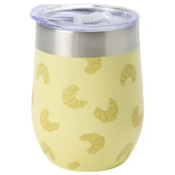Mug de transport inox petit déjeuner Ø8xH12cm (2 modèles imprimé blanc ou jaune) < Gifi Clearance