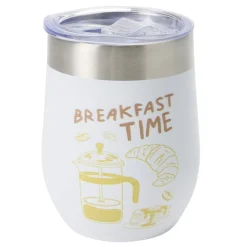 Mug de transport inox petit déjeuner Ø8xH12cm (2 modèles imprimé blanc ou jaune) < Gifi Clearance