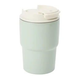 Mug de transport isotherme 350ml inox et plastique Ø8,5xH14cm (2 modèles)