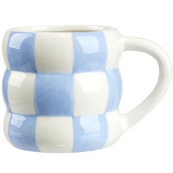 Mug dolomite 38cl motif damier bicolore Ø9xH13cm (3 modèles) < Gifi Clearance