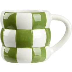 Mug dolomite 38cl motif damier bicolore Ø9xH13cm (3 modèles) < Gifi Clearance