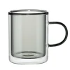 Mug double paroi 35cl en verre transparent noir Ø8,5xH10cm