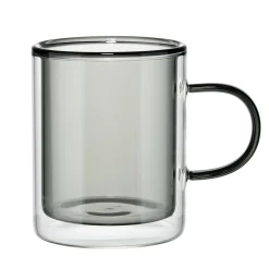 Mug double paroi 35cl en verre transparent noir Ø8,5xH10cm