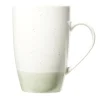 Mug en faïence blanc chiné et vert 500ml H15,5cm
