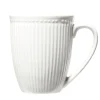 Mug en porcelaine Colombe blanc strié 330ml H10,5cm