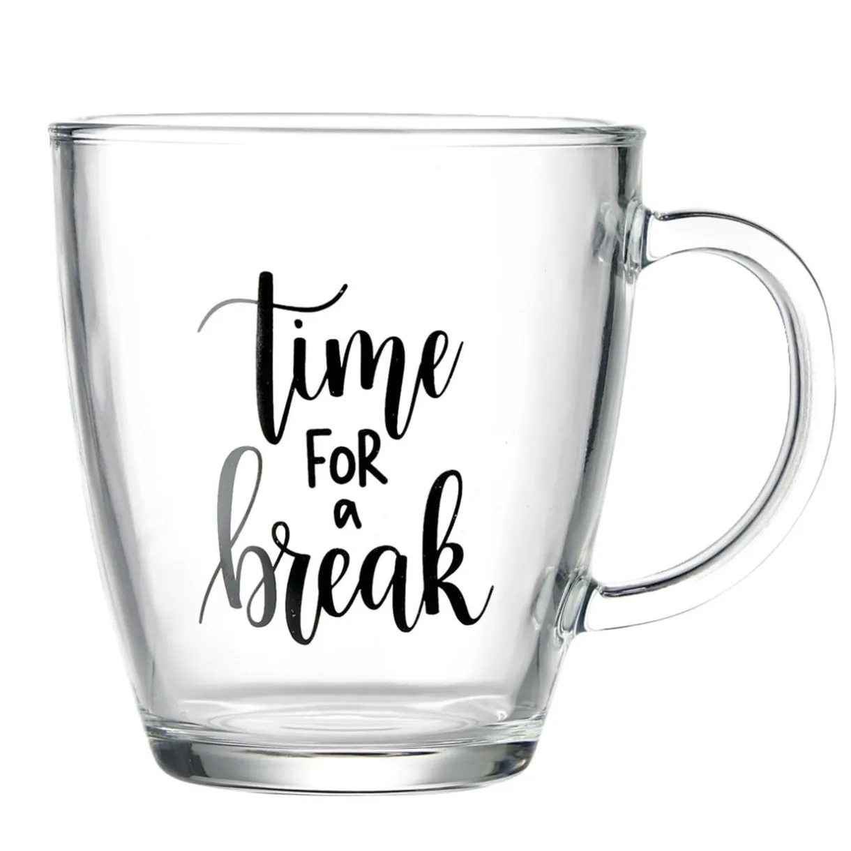Mug en verre transparent Time For a Break 300ml < Gifi