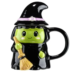 Mug Halloween 42cl sorcière avec couvercle dolomite noir 14x9,5xH17cm