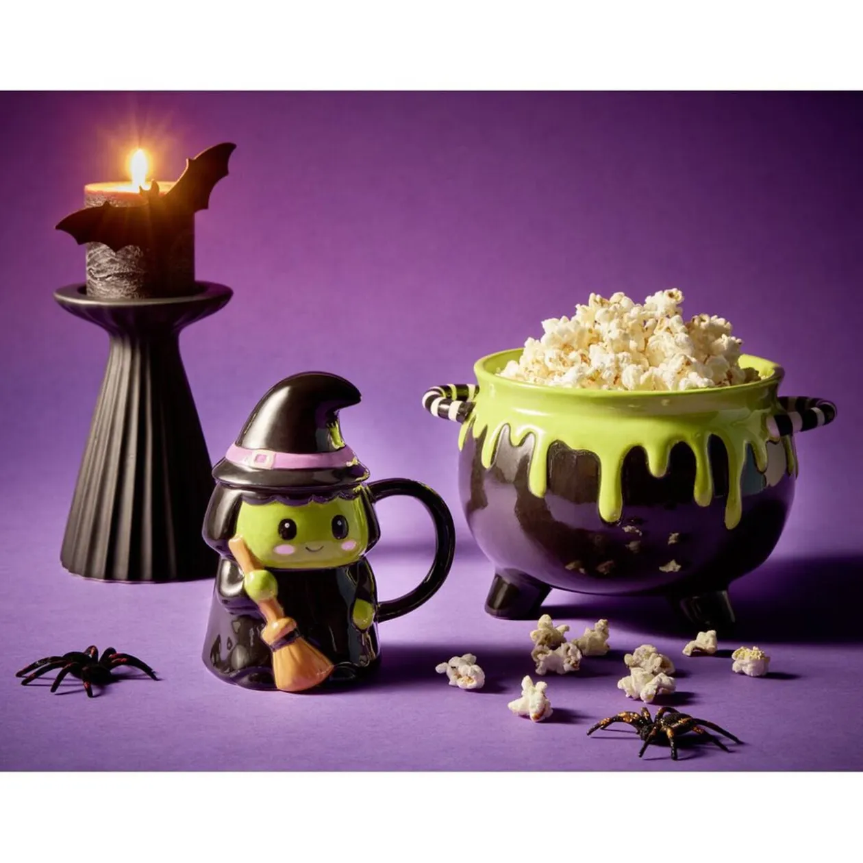 Mug Halloween 42cl sorcière avec couvercle dolomite noir 14x9,5xH17cm