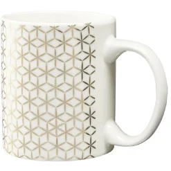 Mug imprimé géométrique doré et blanc