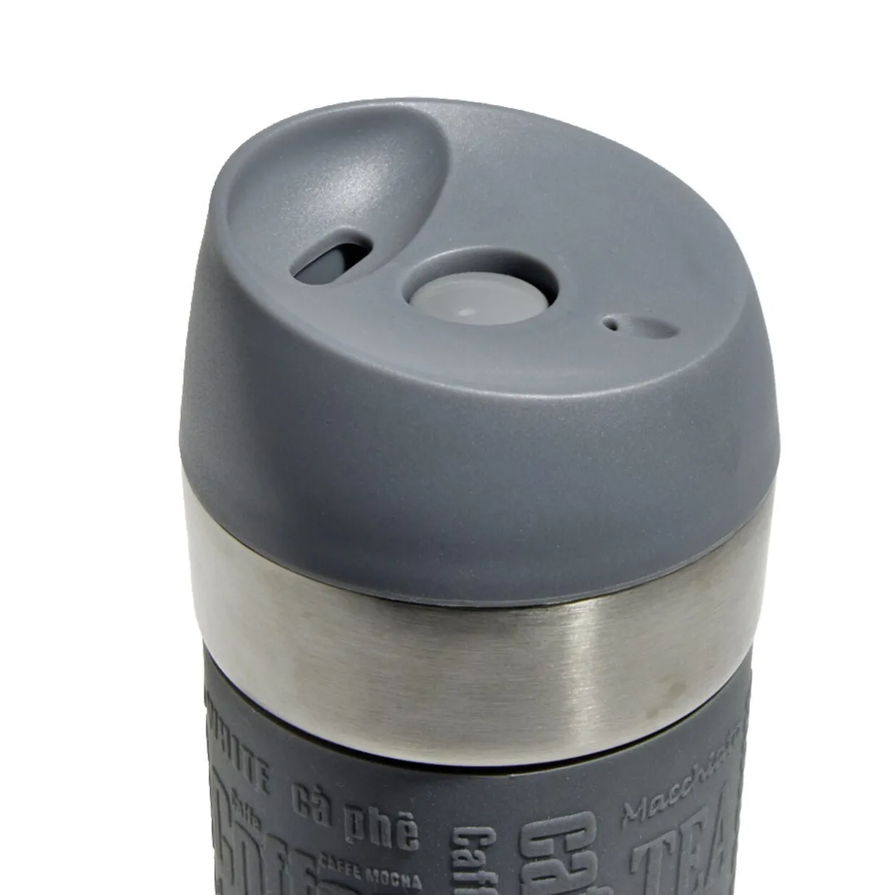 Mug isotherme en inox avec paroi isolante en silicone gris 350ml