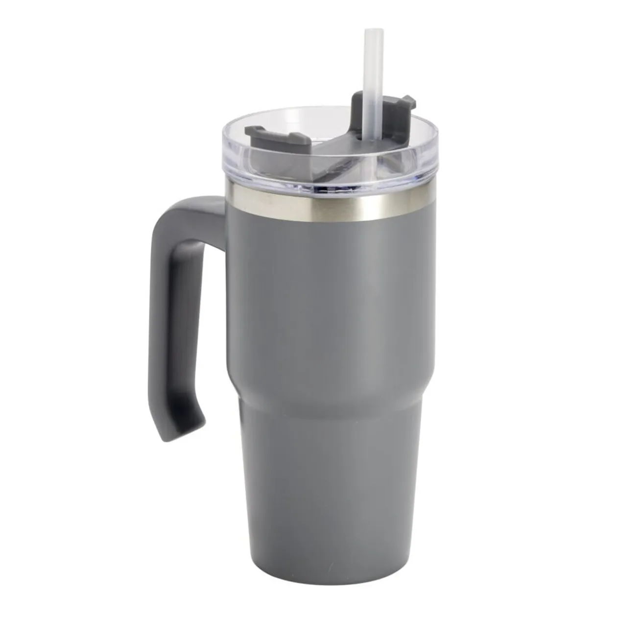 Mug isotherme inox 550ml avec couvercle et paille Ø8,5xH28,5cm