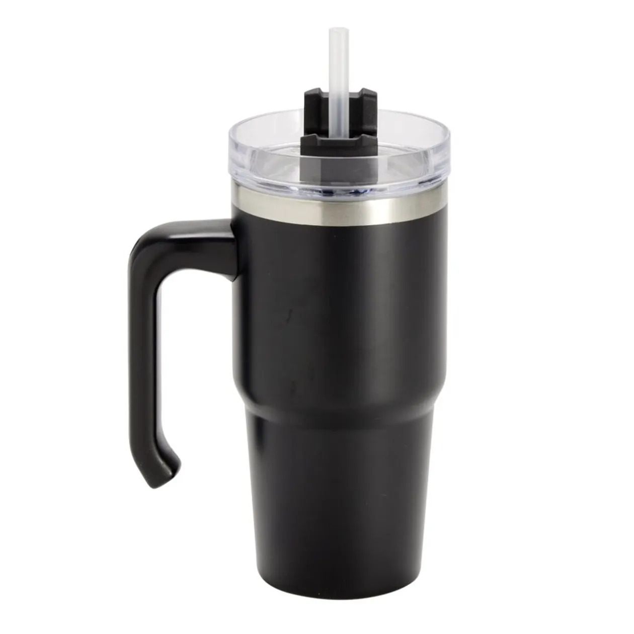 Mug isotherme inox 550ml avec couvercle et paille Ø8,5xH28,5cm