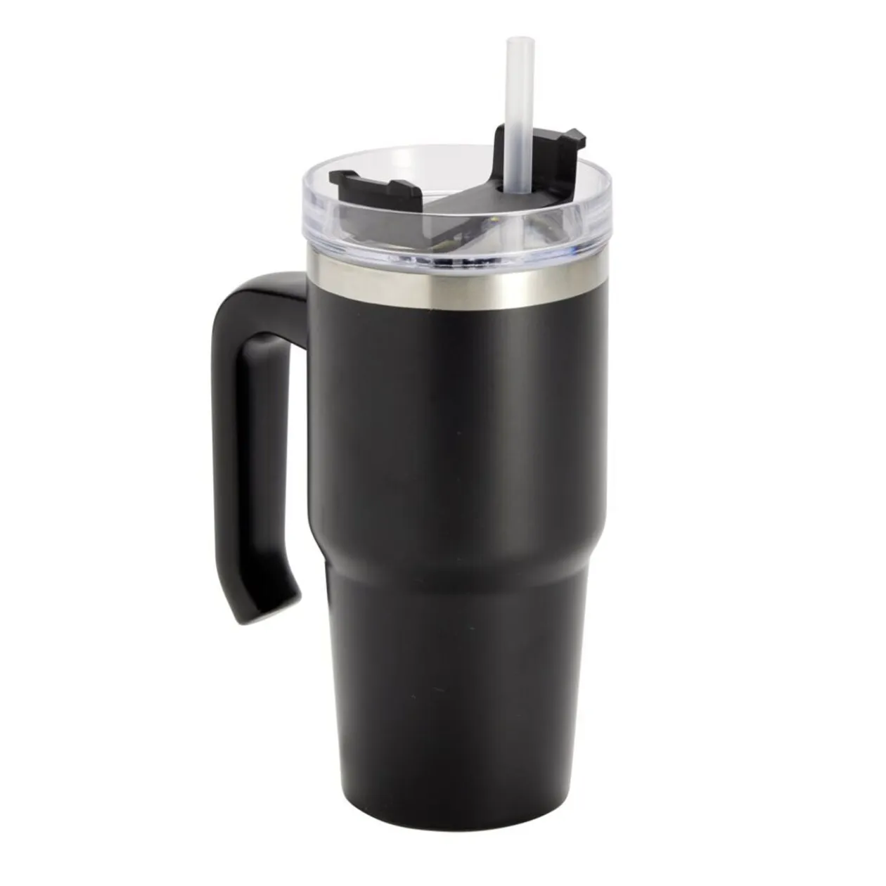 Mug isotherme inox 550ml avec couvercle et paille Ø8,5xH28,5cm