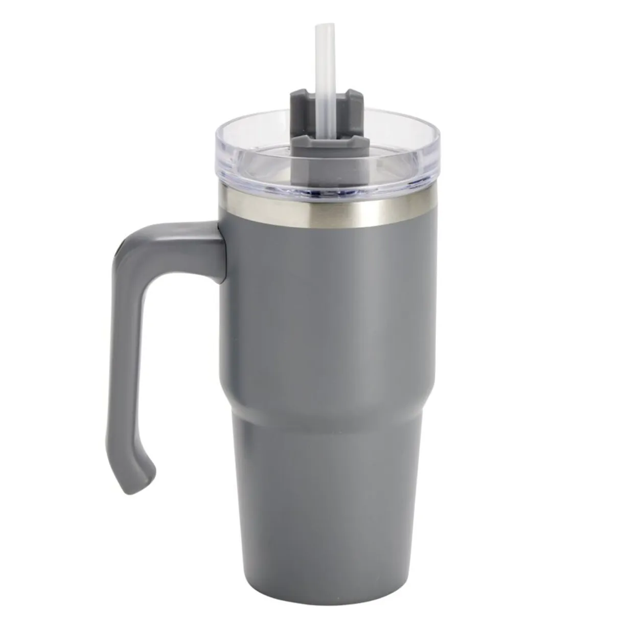 Mug isotherme inox 550ml avec couvercle et paille Ø8,5xH28,5cm