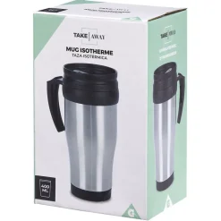 Mug isotherme 400ml gris noir < Gifi