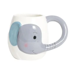 Mug éléphant dolomite blanc et gris Ø10xH10cm