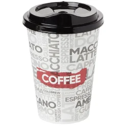 Mug à motifs couvercle noir 500ml - plastique Ø9xH14cm