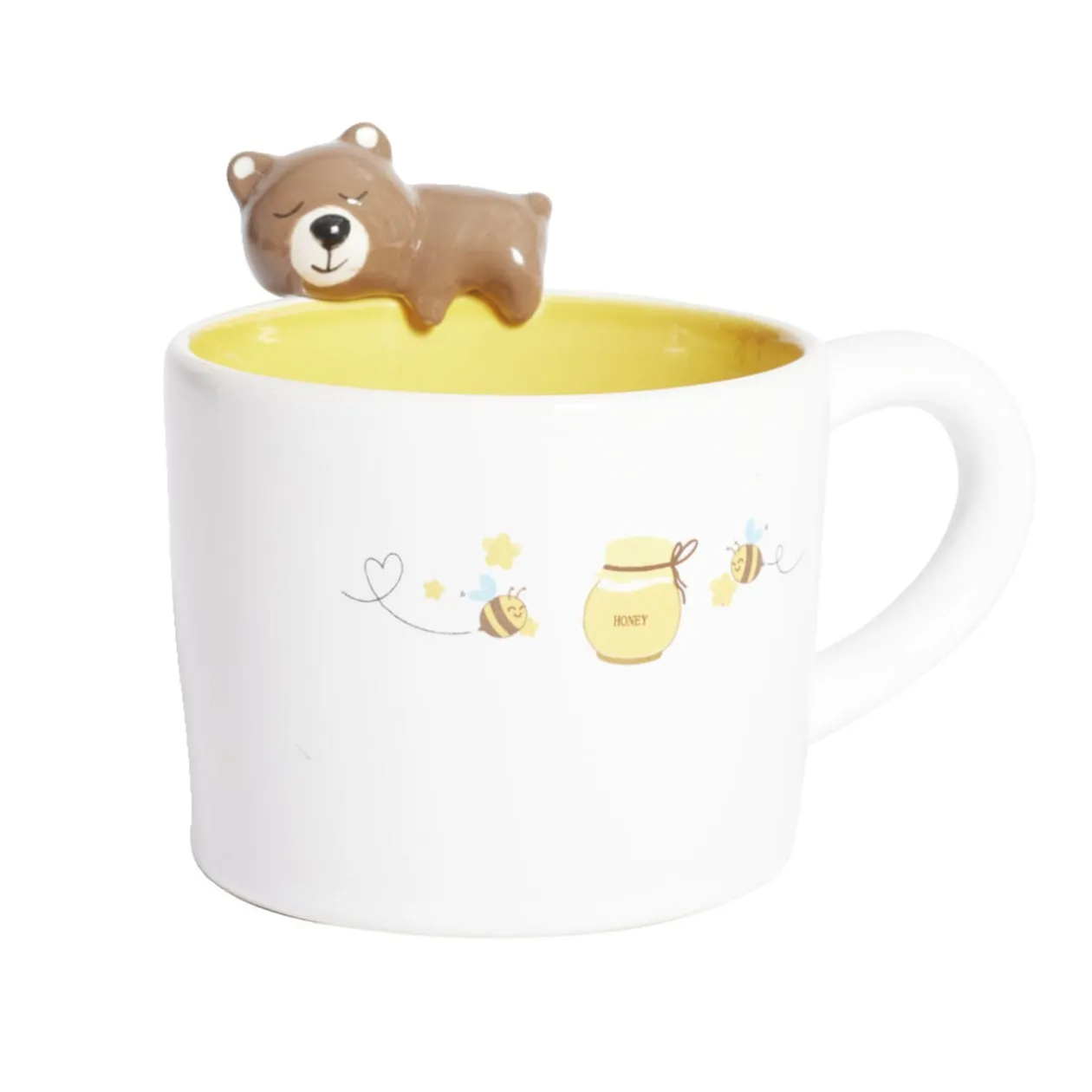 Mug ours dolomite blanc et jaune Ø10,5xH10,5cm