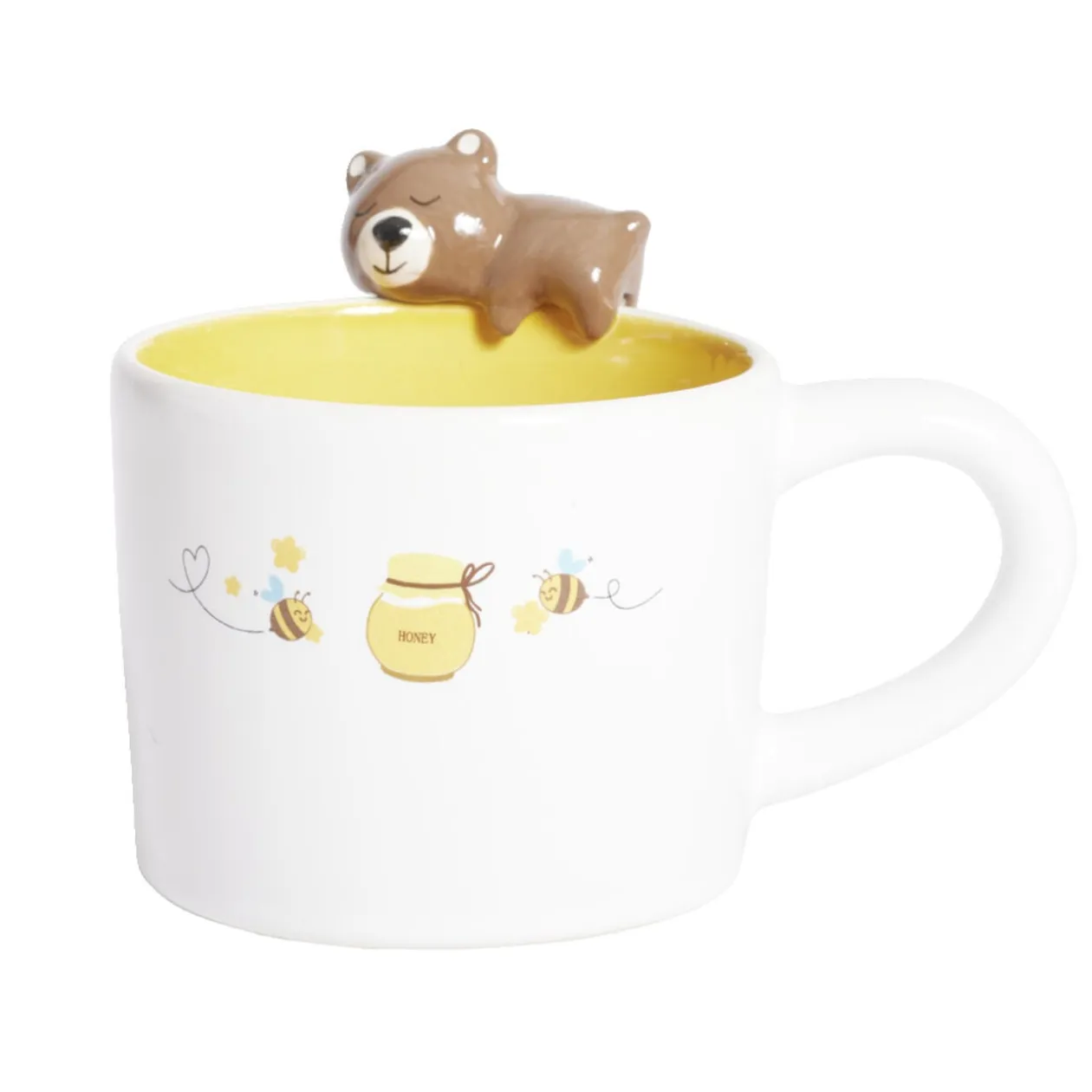 Mug ours dolomite blanc et jaune Ø10,5xH10,5cm