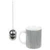 Mug porcelaine avec boule à thé inox noir blanc 35 cl