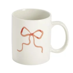 Mug porcelaine 33cl blanc motif noeud rouge Ø8xH9,5cm
