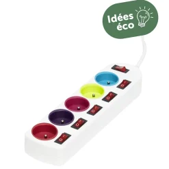 Multiprise blanche 5 prises colorées < Gifi Hot