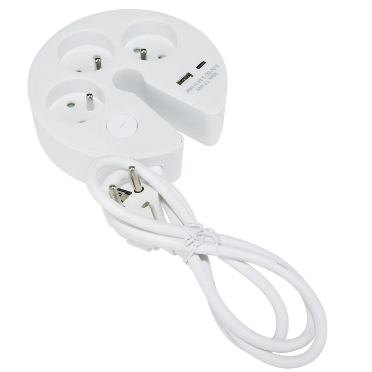 Multiprise 3 entrées 1 port USB-A et USB-C (2 modèles) < Gifi Discount