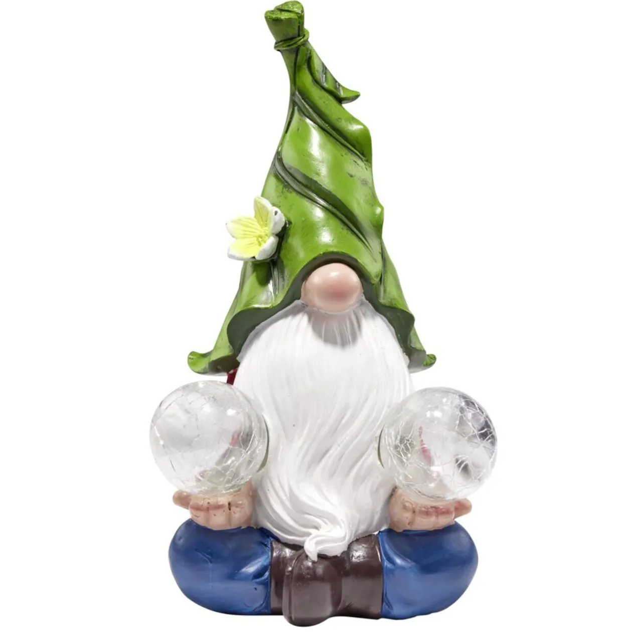 Nain de jardin avec boule solaire x2 bleu et rouge H27cm