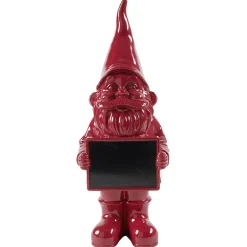 Nain de jardin avec pancarte craie uni rouge H30cm