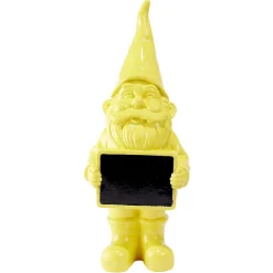 Nain de jardin avec pancarte craie uni jaune H30cm < Gifi