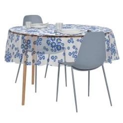 Nappe cristal carrée transparente motif fleur bleue 150x150cm