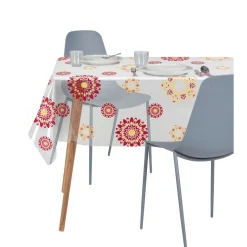 Nappe cristal rectangulaire transparente moucharabieh jaune et rouge 140x240cm