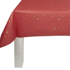 Nappe damassée rouge et étoiles dorées