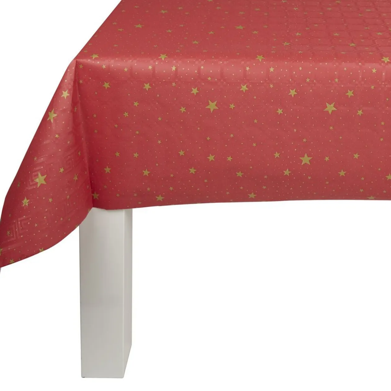 Nappe damassée rouge et étoiles dorées