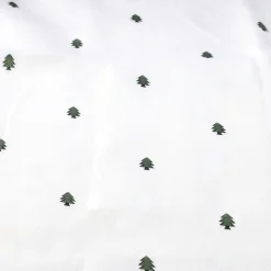 Nappe en faux lin imprimé sapin de Noël L300X140 cm blanc et vert