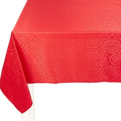 Nappe jacquard rouge motif arabesque L 350 cm