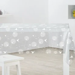 Nappe rectangulaire cristal transparent motif oiseaux blancs 140x240 cm