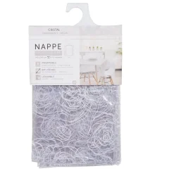Nappe rectangulaire en plastique transparent motif fleur tourbillon 140x240 cm < Gifi Discount