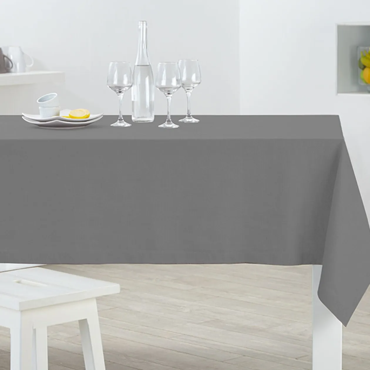 Nappe rectangulaire grise unie
