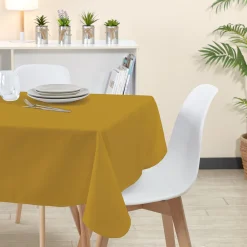Nappe rectangulaire polyester anti tâche uni jaune moutarde < Gifi Online