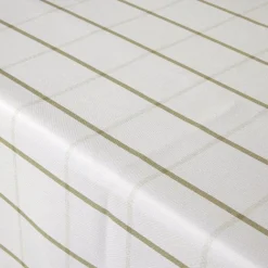 Nappe rectangulaire polyester blanche liseré kaki 150x250cm