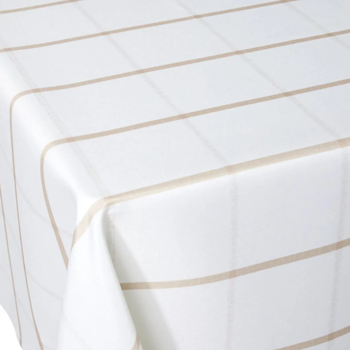 Nappe rectangulaire polyester blanche liseré taupe 150x250cm < Gifi Discount