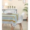 Nappe rectangulaire polyester anti tâche bayadère jaune bleu blanc < Gifi Online