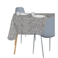 Nappe rectangulaire tissu Dakar motif graphique noir et blanc 140x250cm < Gifi Clearance