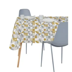 Nappe rectangulaire tissu Dakar motif géométrique gris et marron 140x250cm < Gifi Best