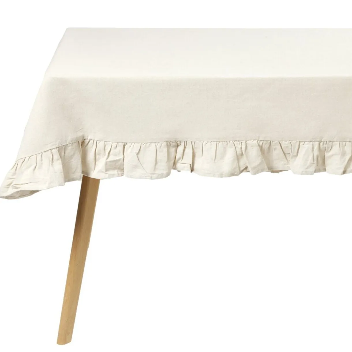 Nappe rectangulaire à volants coton gaufré beige 140x250cm < Gifi Clearance