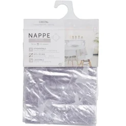 Nappe ronde plastique transparent motif pissenlit blanc