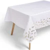 Nappe tissu blanc motif feuillage Noël doré 140xL300cm < Gifi Best